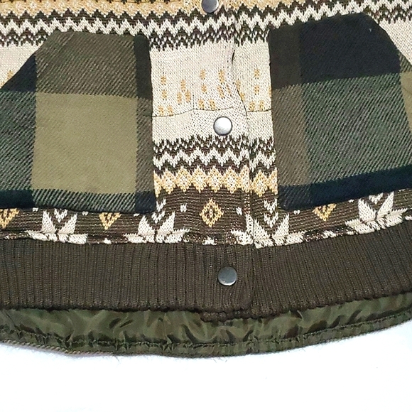 Sweater Project Retro Brown & Tan Grandpa Plaid Chunky Hooded Buttoned Jacket - Picture 8 of 14